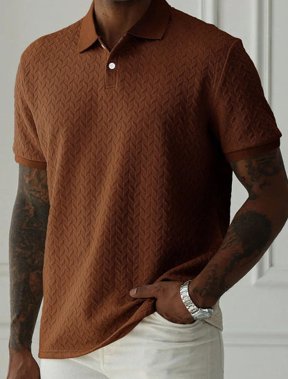 Men's Green Jacquard Polo Shirt Summer Solid Color Short Sleeve Business Casual T-Shirt Men Fashion Golf Basic Top
