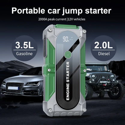 3000A Jump Starter Power Bank With Quick Start Capability, USB Charging, LED Emergency Light Function, Versatile Car Tool