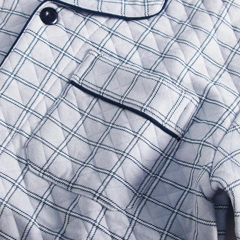 Men's Sleepwear Set Pure Cotton Thickened Warm Home Clothes Casual Plaid Long Sleeve Long Pants Comfortable Breathable Autumn...