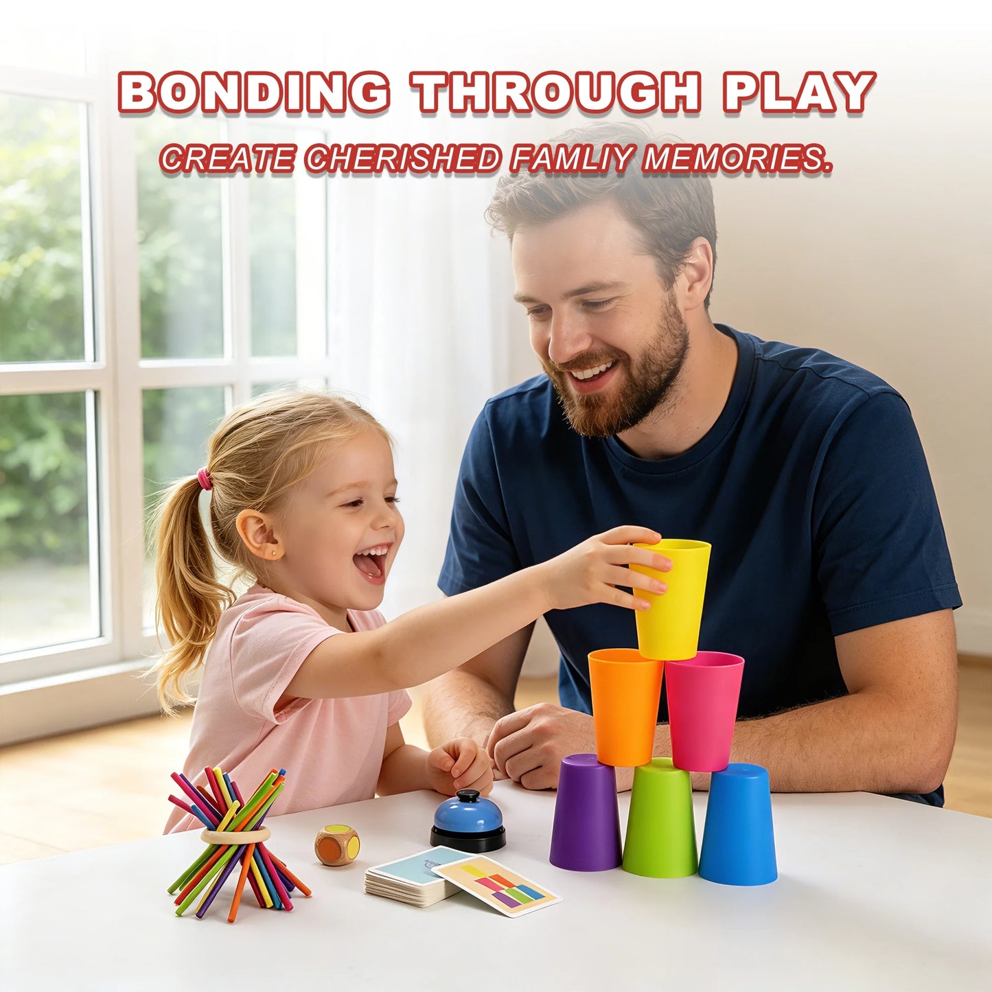 AIUAZA Speed Stacking Cup Challenge, Memory Matching  Stick Drop Game, Educational  3-in-1 Stacked Cup Battle Game for Kids