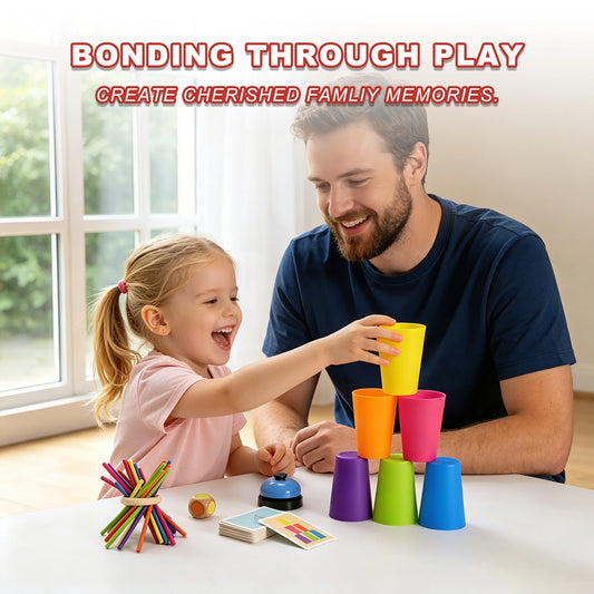 AIUAZA Speed Stacking Cup Challenge, Memory Matching  Stick Drop Game, Educational  3-in-1 Stacked Cup Battle Game for Kids