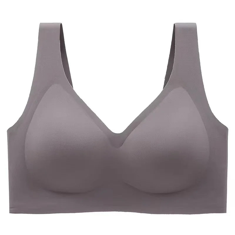 Large Size Thin Jelly Anti-Sagging Adjustable Large Breasts Appear Smaller Seamless Women's Rimless Bra Sexy Female Lingerie