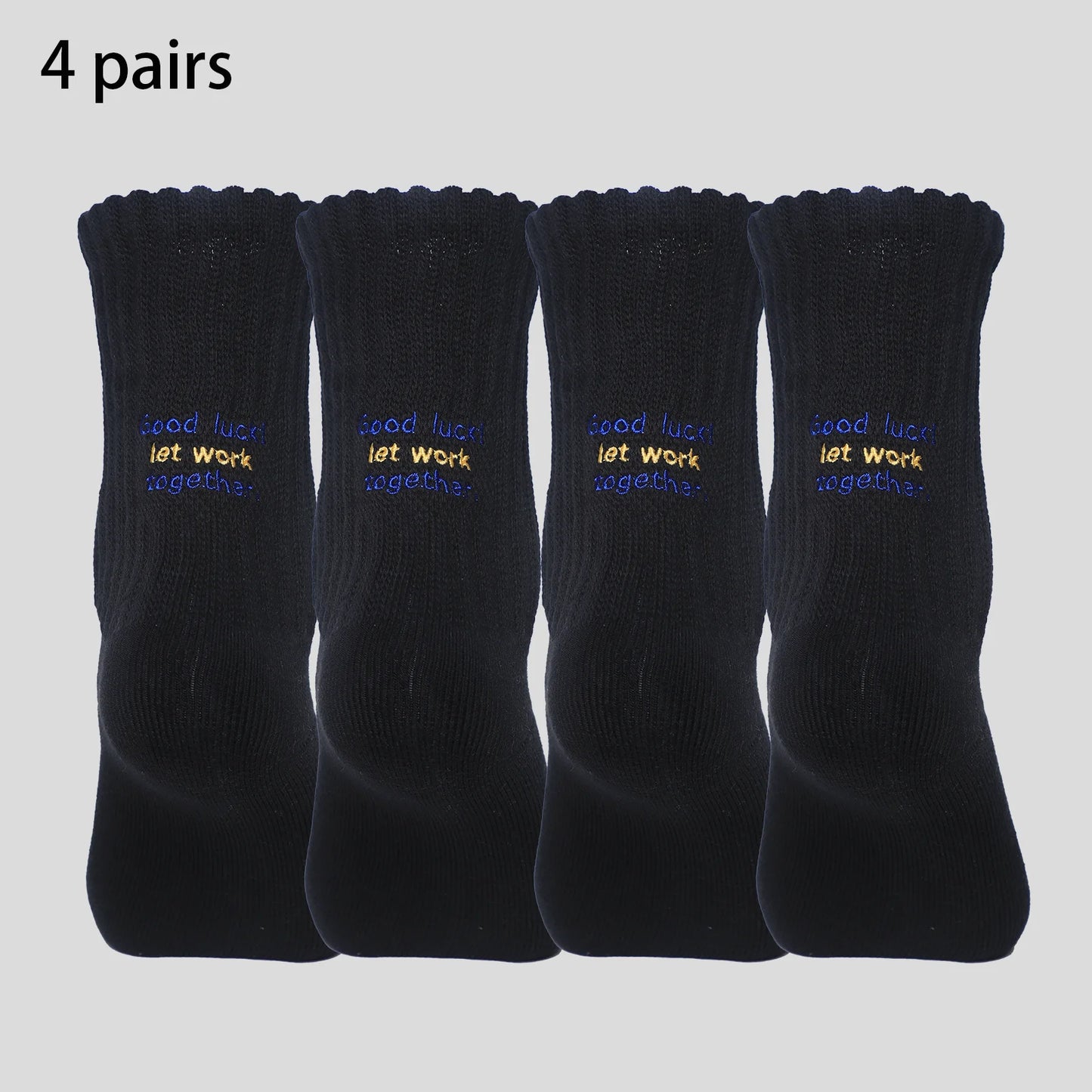 4 Pairs Men's Cotton Work Socks Cushioned Long Running Breathable Ankle Crew Socks Casual Socks for Men Cycling socks