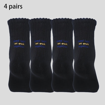 4 Pairs Men's Cotton Work Socks Cushioned Long Running Breathable Ankle Crew Socks Casual Socks for Men Cycling socks