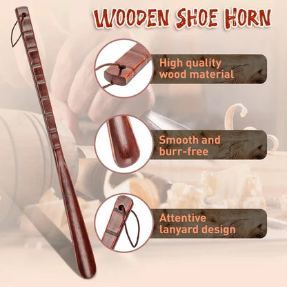 Long Handle Wooden Shoe Horn 55/70 CM Durable Flexible Shoe Lifter for Seniors Elderly People Shoe Spoon Home Tools Helper