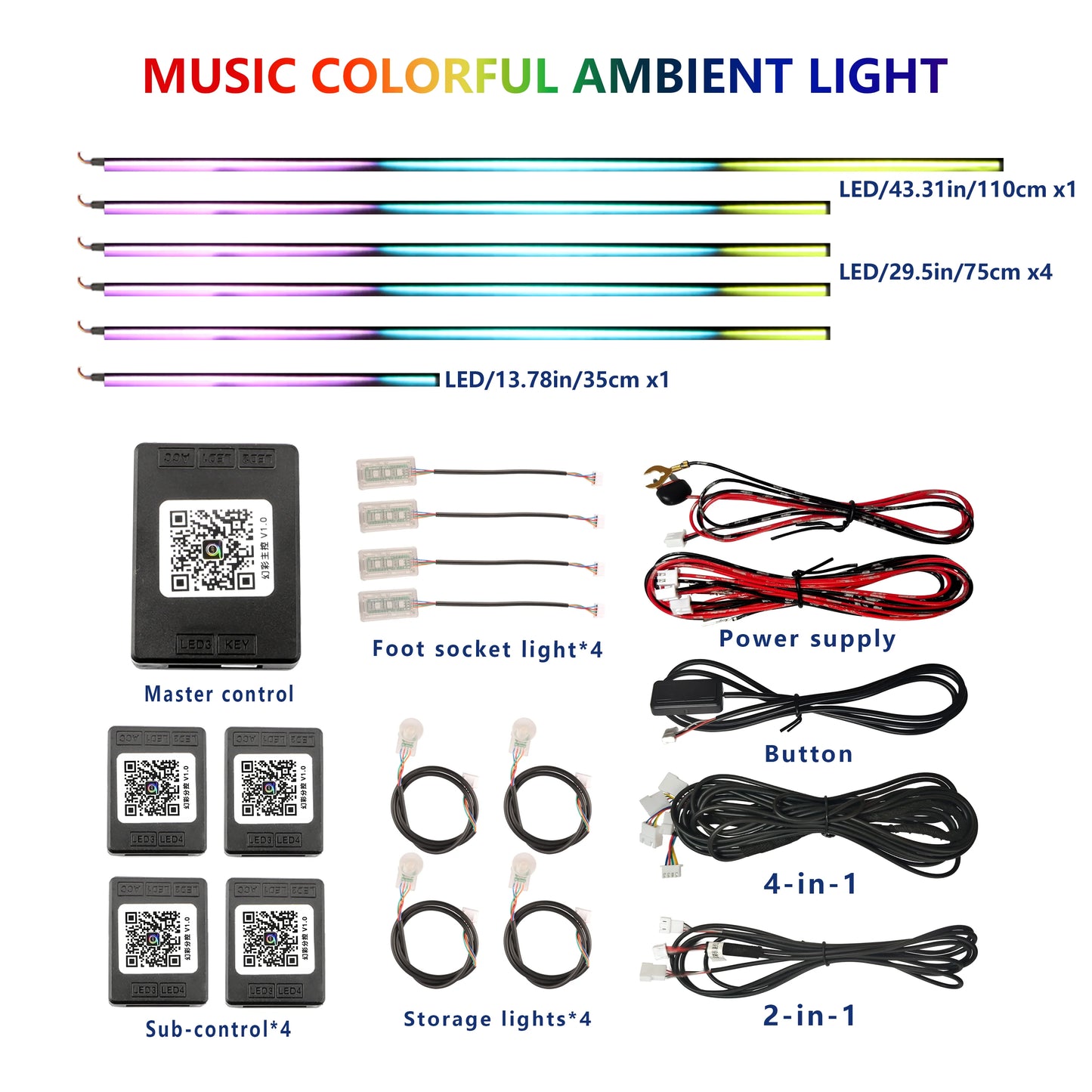 FOR YOUR CAR 6/18 in 1 Acrylic Car Ambient Light RGB 213 Color Symphony Acrylic APP Streamer Atmosphere Lamp Kit Sunroof light