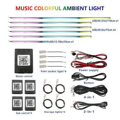 FOR YOUR CAR 6/18 in 1 Acrylic Car Ambient Light RGB 213 Color Symphony Acrylic APP Streamer Atmosphere Lamp Kit Sunroof light