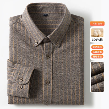 High-quality Long-staple Cotton Men's Striped Shirt for Light Business, New Autumn Style, Fashionable, Cool and Versatile Shirt