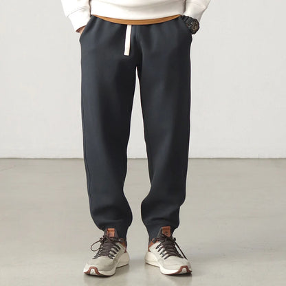 Autumn Winter New American Retro Thick Knitted Sweatpants Men's Simple Elastic Waist Drawstring Sport Casual Ankle-tied Pants