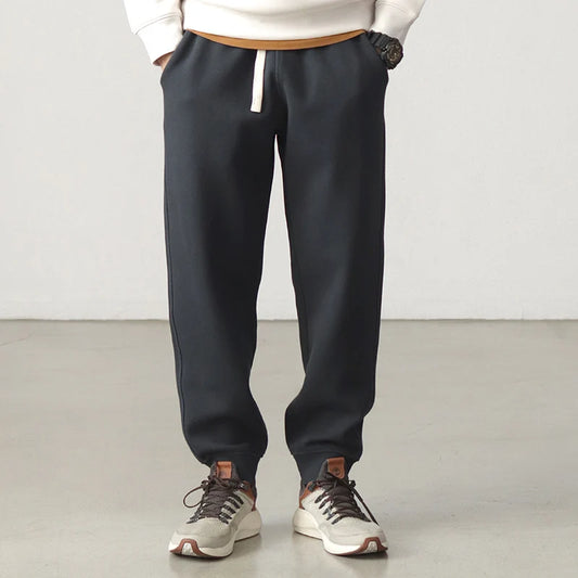 Autumn Winter New American Retro Thick Knitted Sweatpants Men's Simple Elastic Waist Drawstring Sport Casual Ankle-tied Pants