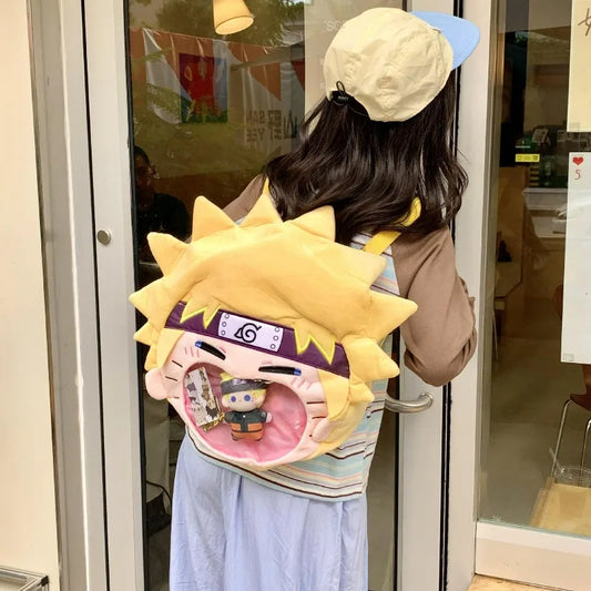 Cartoon Naruto Sasuke Backpack Anime Figure Gaara Itabag High-Capacity Travel Transparent Makeup Storage Bag Doll Toys Gifts