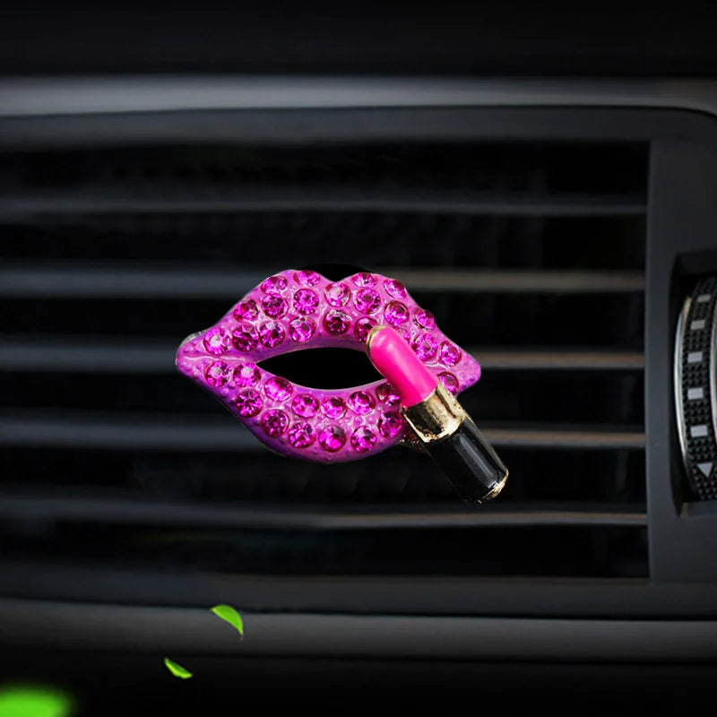 Car Perfume Clip Creative Diamond  Female Lipstick Heart Fragrance Car Air Outlet Freshener Vent Clip Air Freshener