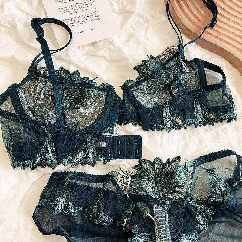 Sexy French Ultra Thin Lace Embroidery Underwire Bra Summer Minimizer Full Coverage Slimming For Busty Women Daily Wear 32-38ABC