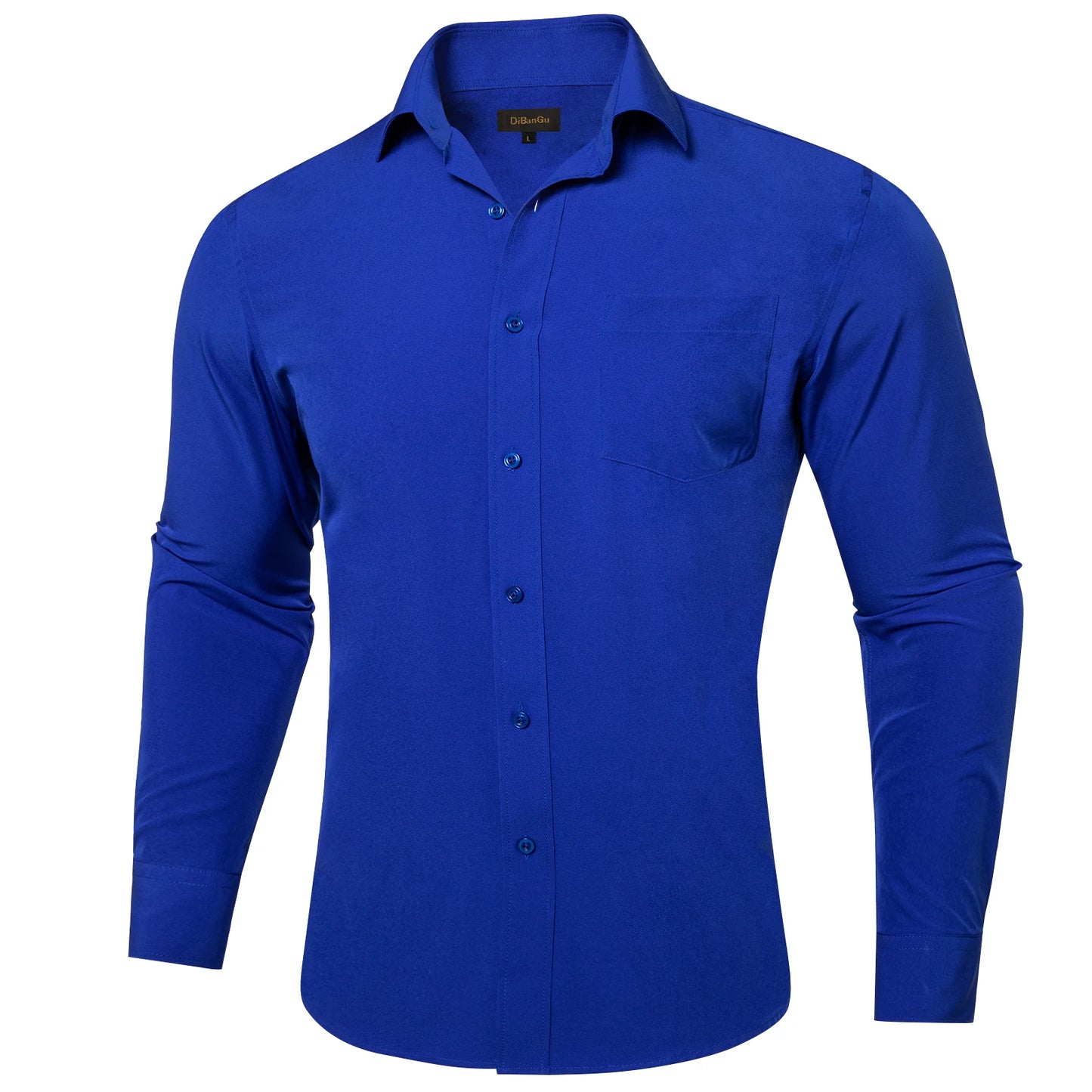Solid Men Shirts Long Sleeve Cotton Polyester Blue Green Yellow Classic Basic Casual Slim Business Office Shirts Clothes