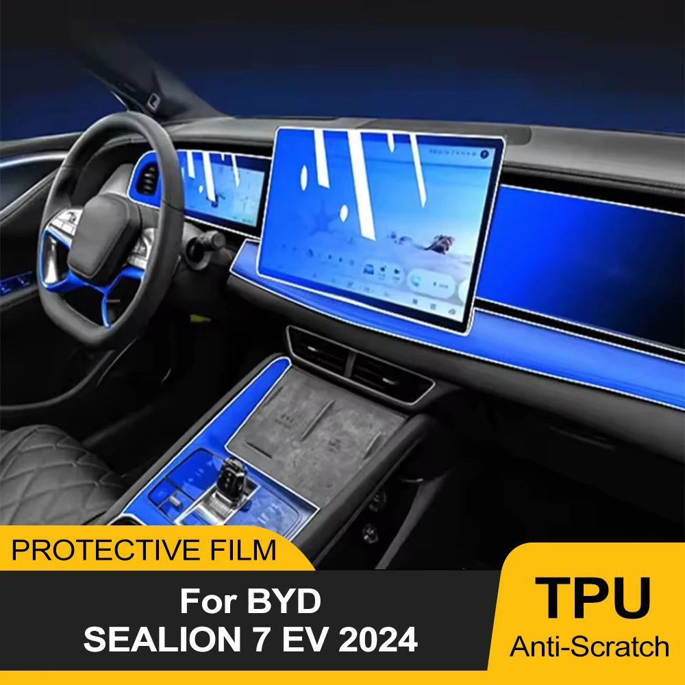 For BYD SEALION 7 EV 2024 Pre-cut Transparent TPU Anti-Scratch Protection Film Central Control Navigation Screen Interior Cover