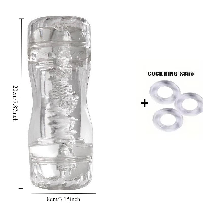 Male 3D Manual Soft Pussy Sex Toys Transparent Vagina Masturbator Realistic Adult Endurance Exercise Sex Toy Pocket Cup for Men