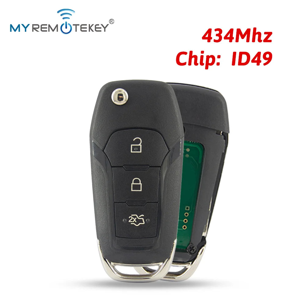 MYREMOTEKEY Flip Smart Key Fob Remote Control ID49 315/433/868/902MHz For Ford F150 Ranger 2015 - 2018 Escort Fusion 2013-2016