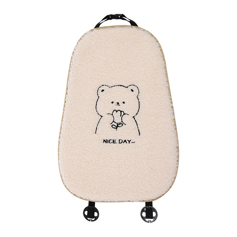 Premium Fuzzy Bear Car Seat Cushion Autumn Winter Thermal Vehicle Seat Cover with Thick Padding Cute Animal Themed Car Accessory