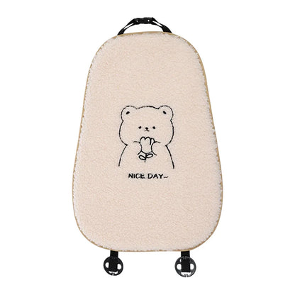Premium Fuzzy Bear Car Seat Cushion Autumn Winter Thermal Vehicle Seat Cover with Thick Padding Cute Animal Themed Car Accessory