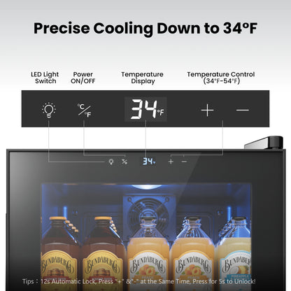 Beverage Refrigerator Cooler 60 Cans 1.63 Cu.Ft Small Refrigerator for Beverages and Wine Ideal for Home Bar or Office