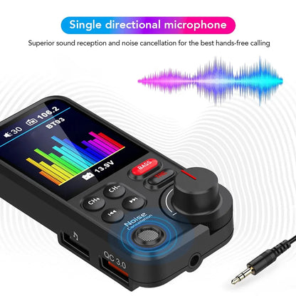 1.8 Inch Car Wireless USB Fast Charger QC3.0 Charging Bluetooth-Compatible Auto Aux Radio Hands Free Car Kit Car Charger Adapter
