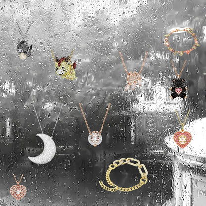 New Swa Concealed Pink Heart shaped Romantic Pendant Kirin Fashion High end Moon Versatile Accessory Necklace