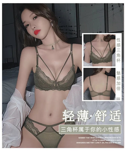 Novidades Conjunto Lingerie Renda Ultra Fina Mulher Sutiã Arco Macio Push Up Minimizador Busto Anti Flacidez Confortável 32-42