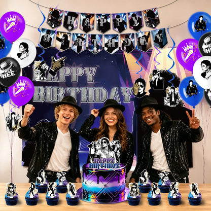 Michael Jackson Theme Birthday Party DIY Decoration MJ Balloon Backdrop Banner Birthday Halloween Party Decor Supplies