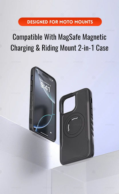 Quad-style Motocycle/Bike Magnetic Shockproof Case For iPhone 17 16 15 14 ProMax Charging Protective Cover with Lock-in Design