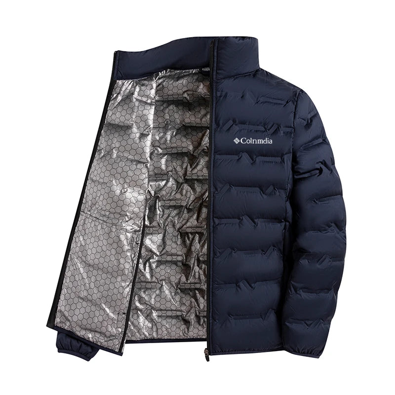 Outdoor Autumn Winter Lightweight Padded Jacket Stand Collar Casual Style Thermal Locking Business Leisure plus Size Coat