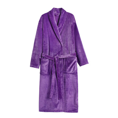 ex Thi Coral Fce Robe Long Flannel Pajamas Autumn Winter Home Clothes Air Conditioning Morning Gown Couple Pyjamas