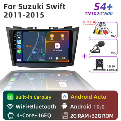 JUNDOF 9" CarPlay 2DIN Android Auto Car Radio Stereo For Suzuki Swift 2011 2012 2013 2014 2015 2016GPS Multimedia Video Player