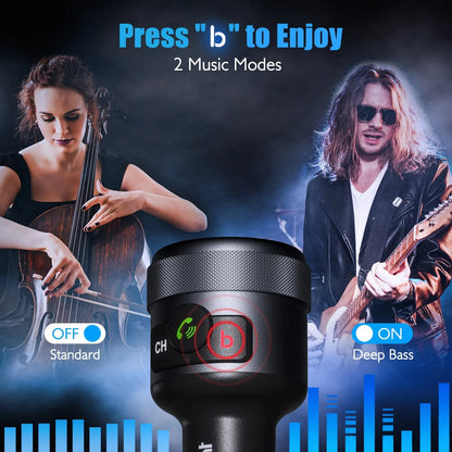 LENCENT FM Transmitter Car Bluetooth 5.1 Modulator WithType C PD 20W and QC3.0 18W Car Fast Charger MP3 Player Radio Car Kit