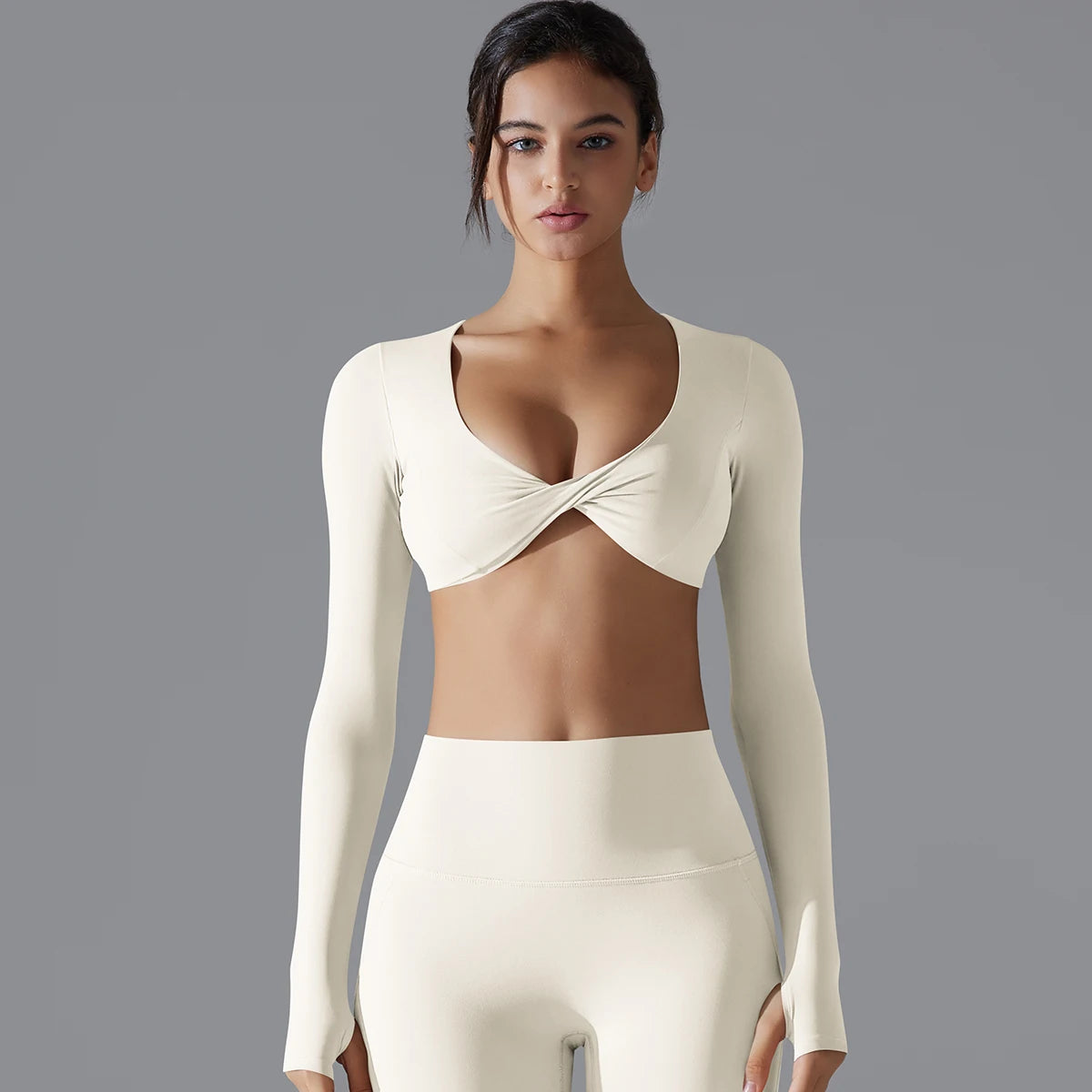 Sexy Cross Long Sleeve Sports Bra Push Up Yoga Crop Top Women Fitness Gym Workout Tops Women Brassiere Sport Female Clothing