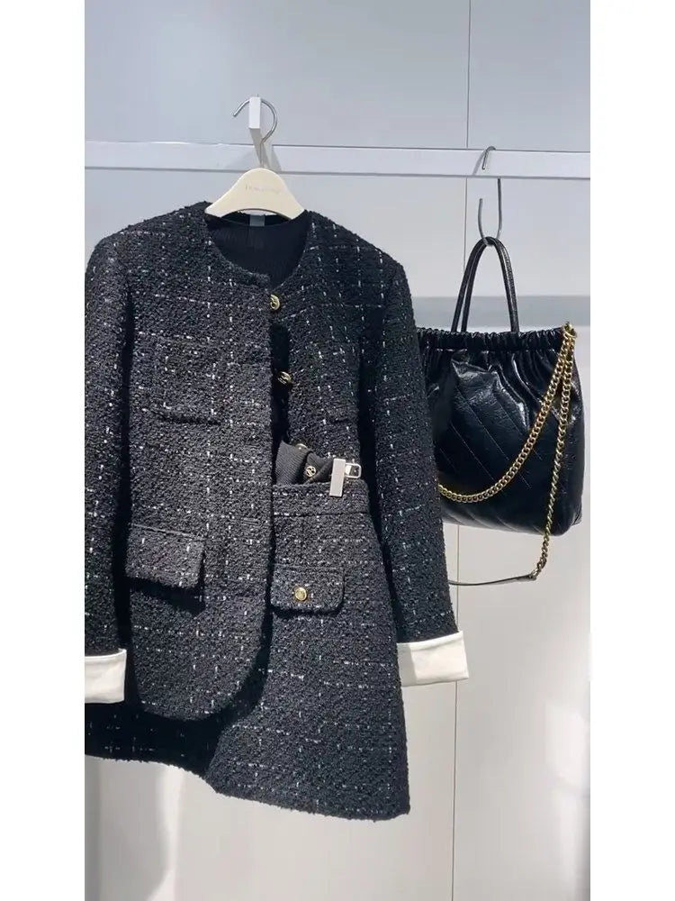 Korean Style Autumn Winter New Ladylike Outerwear Skirt Set Women's Fashion Two-Piece Suit Casual Style Versatile Audience