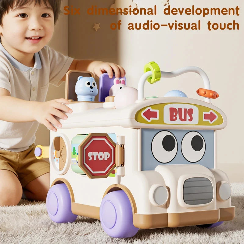 Montessori Educational Baby Busy Bus Toy Toddler Activity Fine Motor Skill Learning Travel Toys For Kids