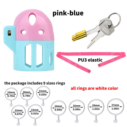 FRRK Male Chastity Cage No Base Ring Bullet Penis Design Lock Elastic Strap Belt Harness 9 Sizes Cock Ring Bondage Adult Sex Toy