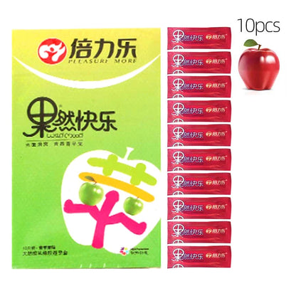 10pcs Fruit Flavor Ultra Thin Condoms Adults Toys For Men 18+ Extra Lubricated Penis Sleeve Male Delay Enhancement Sex Products
