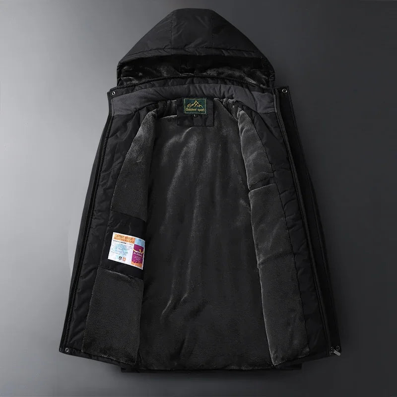 2025 9XL Mens Winter Jacket Fleece Lining Zip Hood Warm Parka Male Large Size Waterproof Big Extra Plus 8XL Windbreaker Mountain