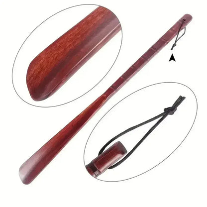 Solid Wood Shoe Horn Extended Handheld Household Footwear Pull Helper for Pregnant Women Elderly Bend-Free Shoe  Lifter