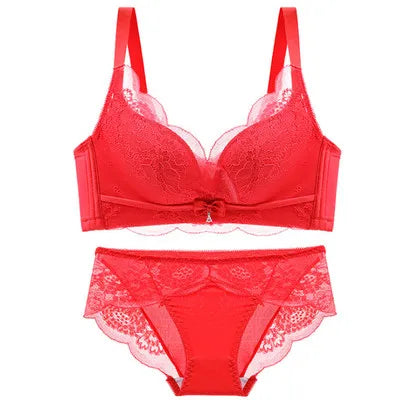 Soft Comfort Wireless Lace Bra Set Push Up Adjustable Shape Breathable Skin Friendly Ladies Underwear Lingerie Set To All Season