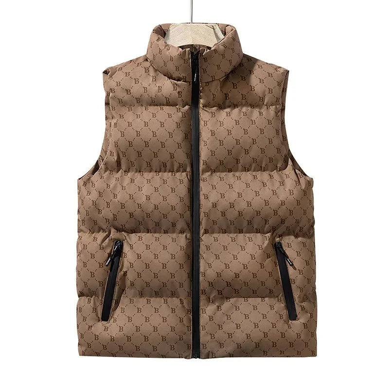2025  Men's down Cotton Vest Autumn Winter New Style Youth Shoulder Warm Outerwear Men's Tank Top Vest Jacket
