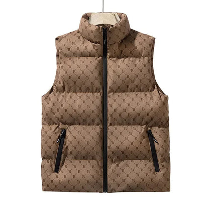 2025  Men's down Cotton Vest Autumn Winter New Style Youth Shoulder Warm Outerwear Men's Tank Top Vest Jacket