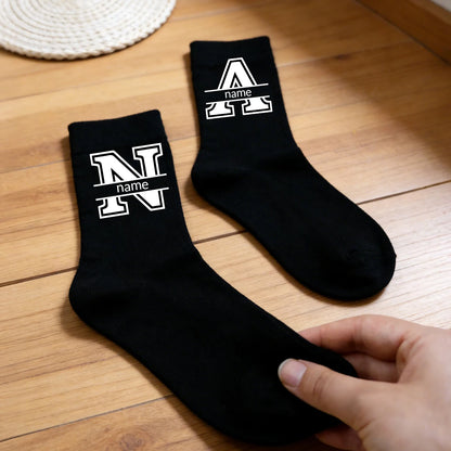 Custom Text Black Socks,Personalized Mens Socks,Socks For Women,Wedding Gifts,Customized Name Boys Socks,