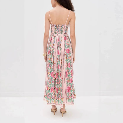 Ele High Waist Printed Holiday Dr Strapl Summer Casual Polyester Maxi Skirt Sle Women's Single Piece Faion