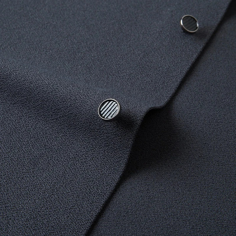 Men's Wool-Blend Dress Shirt Charcoal Gray Business Essential Seamless Technology Non-Iron & Tailored Collar All Season Comfort