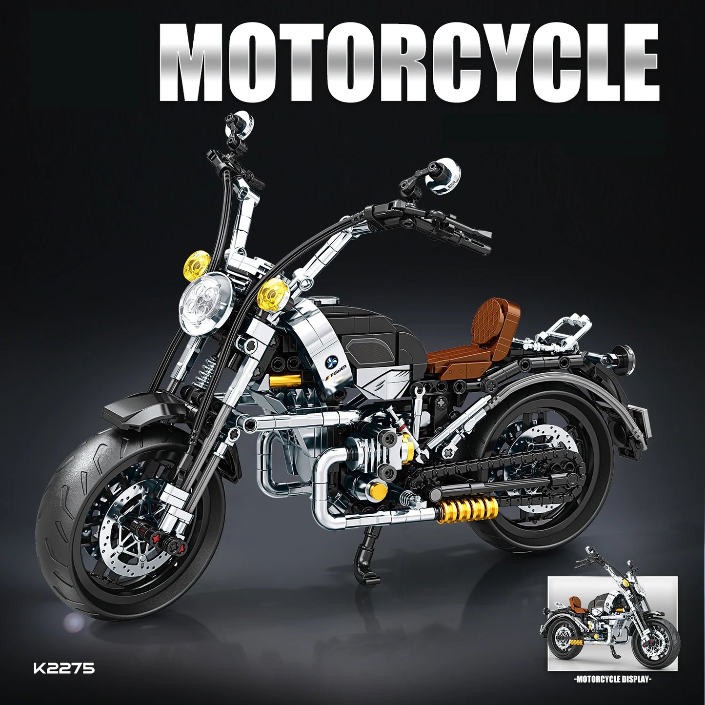 Retro Sidecar Motorcycle Building Blocks Set Vintage Trike Motorbike Model with Side Car, DIY Assembly Bricks Toy