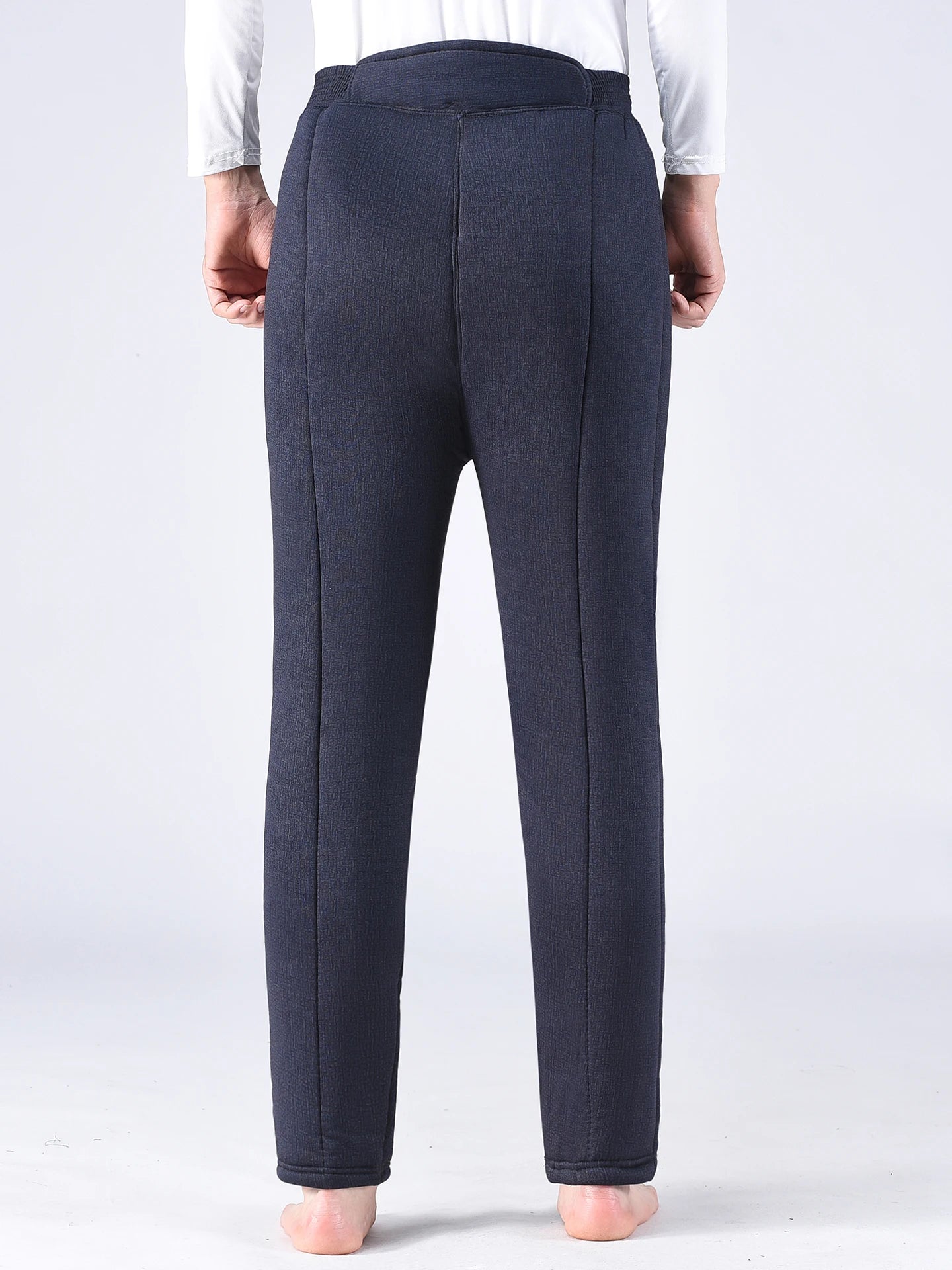 Thickened Cotton Pants for Middle-Aged And Elderly Men Winter Warm High-Waist Fleece-Lined Dad Pants Cold-Resistant Camel Cot...