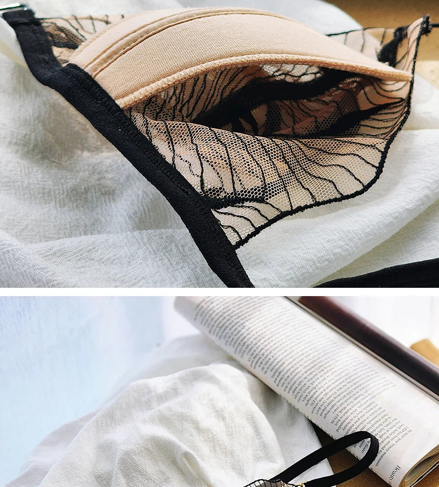 Elegant French Lace Front Closure Bra Set Ultra Thin Breathable Beauty Back Sensual Lingerie Wirefree UK Fit Summer S-XL MOYISU