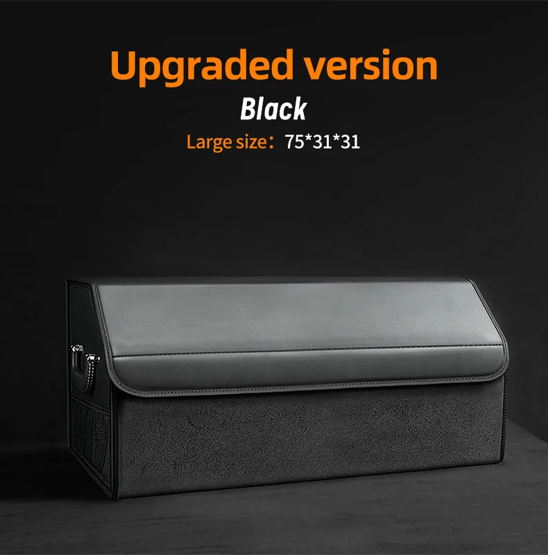 Car Suede Trunk Organizer Large Capacity Leather Foldable Storage Box Portable Multifunctional Tool Organizer Car Accessories